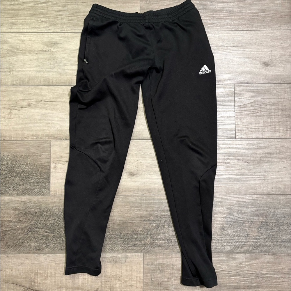 Adidas Black Tapered Sweatpants with Elastic Waistband